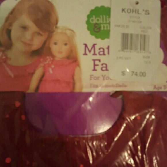New 12 Plus DOLLIE ME Red Dress Christmas Matching Outfit 18" American Girl Doll - Picture 5 of 16